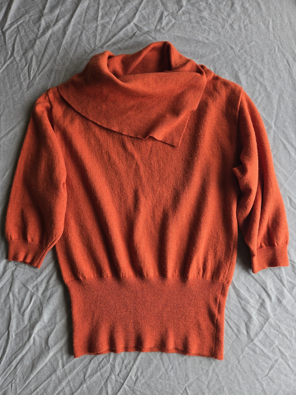 Carole Little Bright Orange Cowl-Neck Pullover Sweater US M